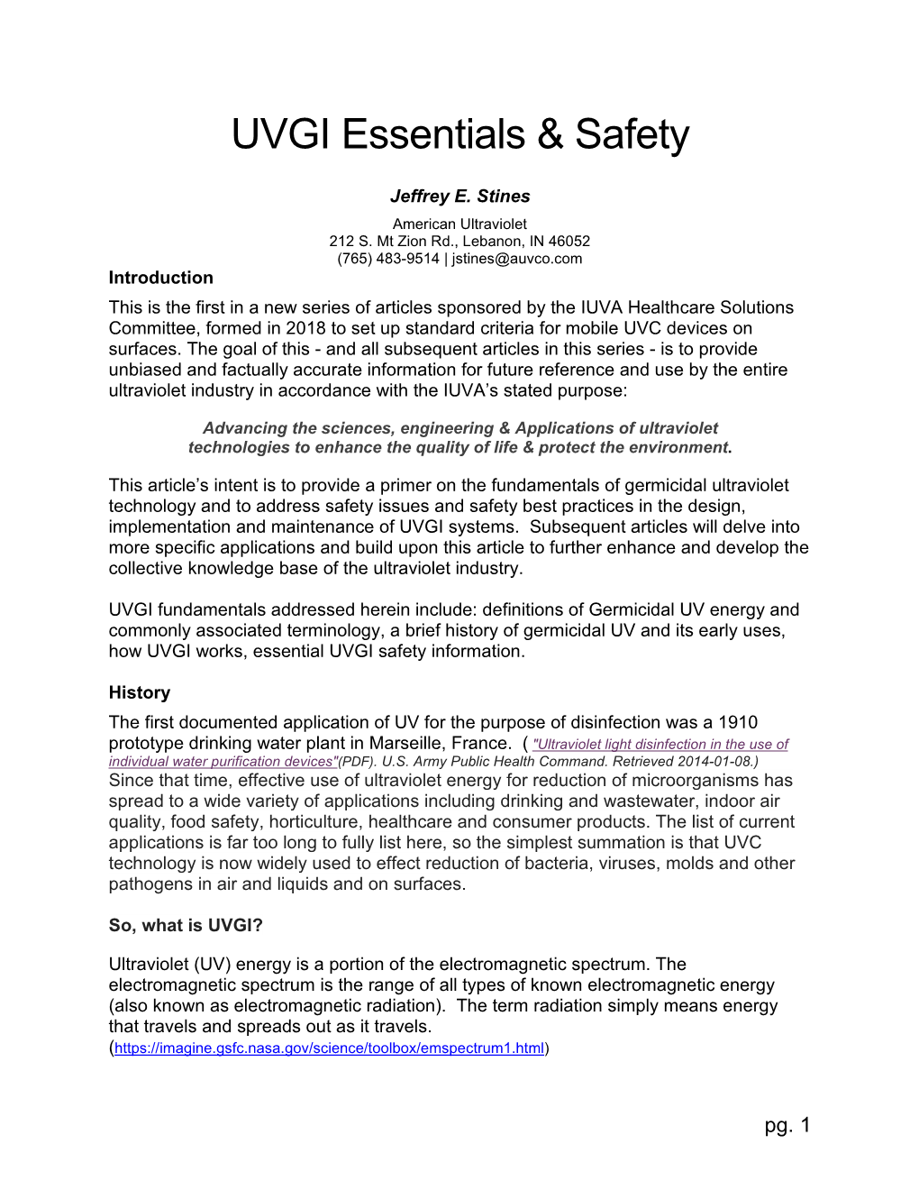 UVGI Essentials & Safety