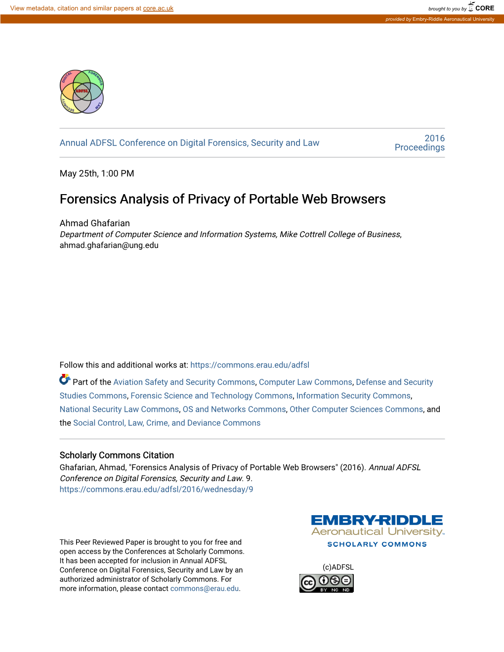 Forensics Analysis of Privacy of Portable Web Browsers