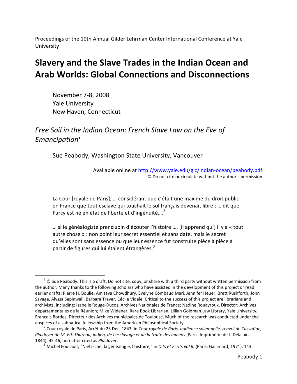 Free Soil in the Indian Ocean: Slave Law on The