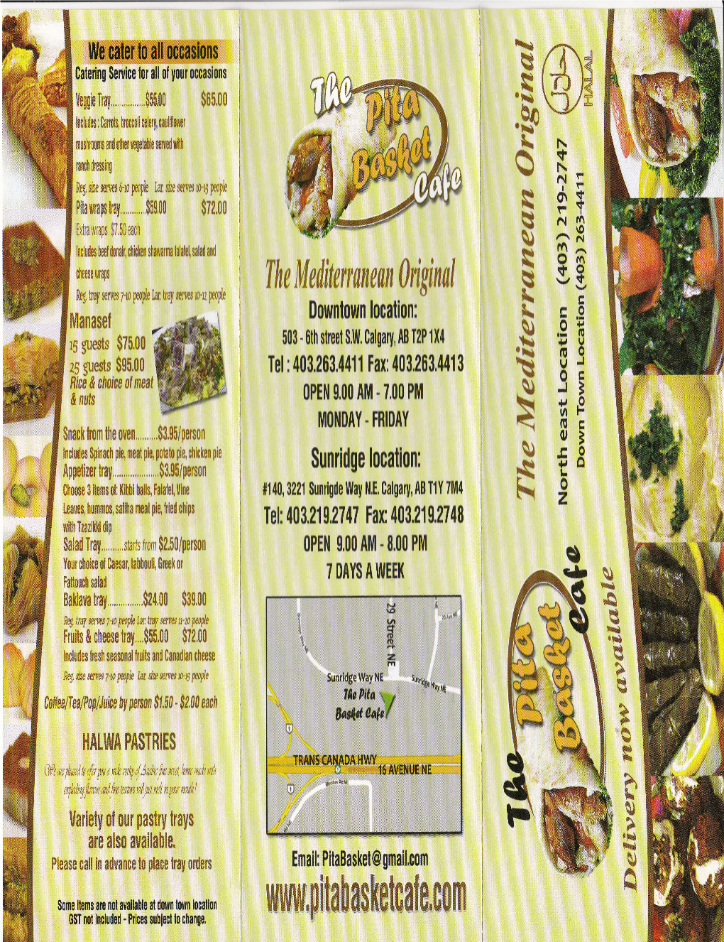 The Pita Basket Menu 2011