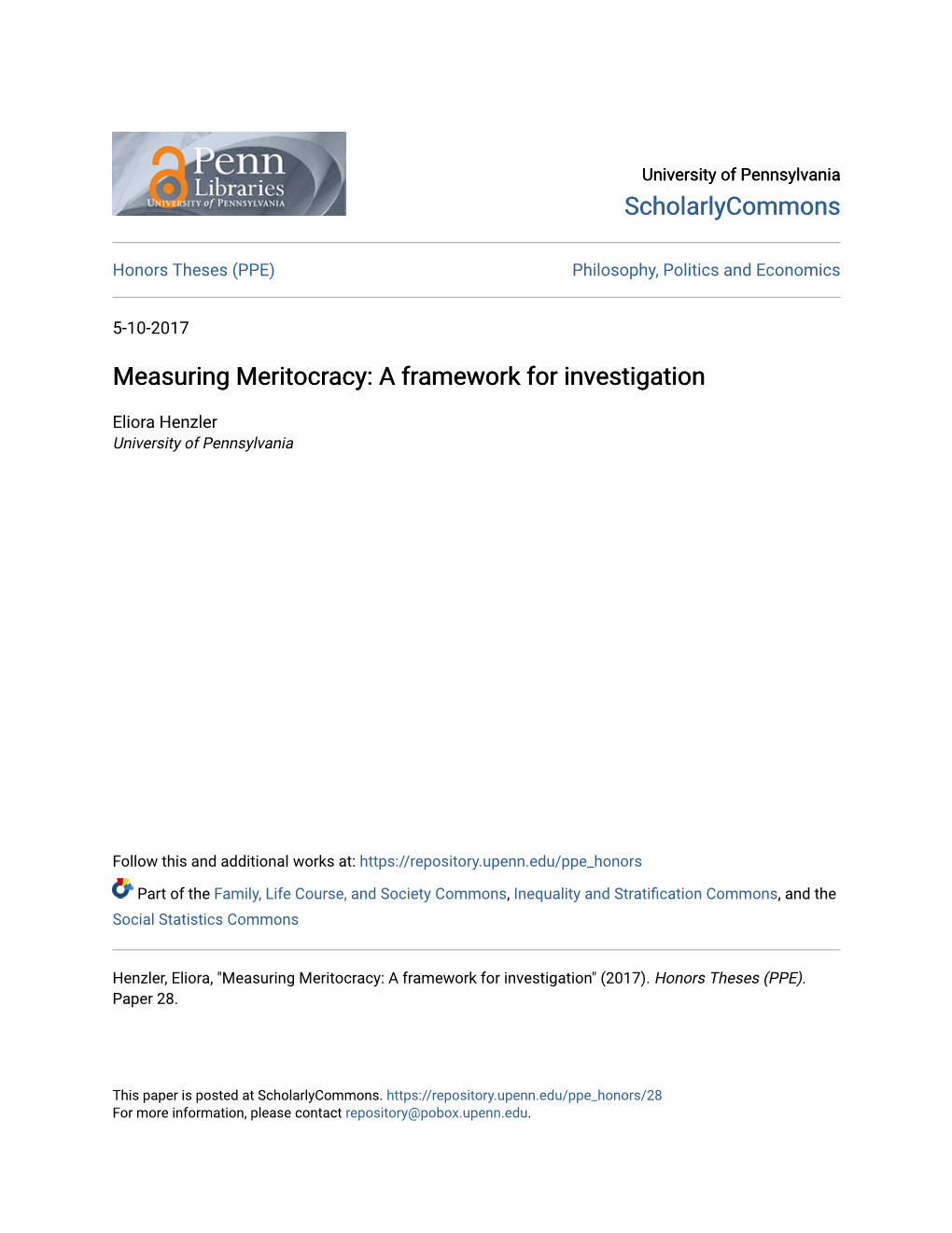 Measuring Meritocracy: a Framework for Investigation