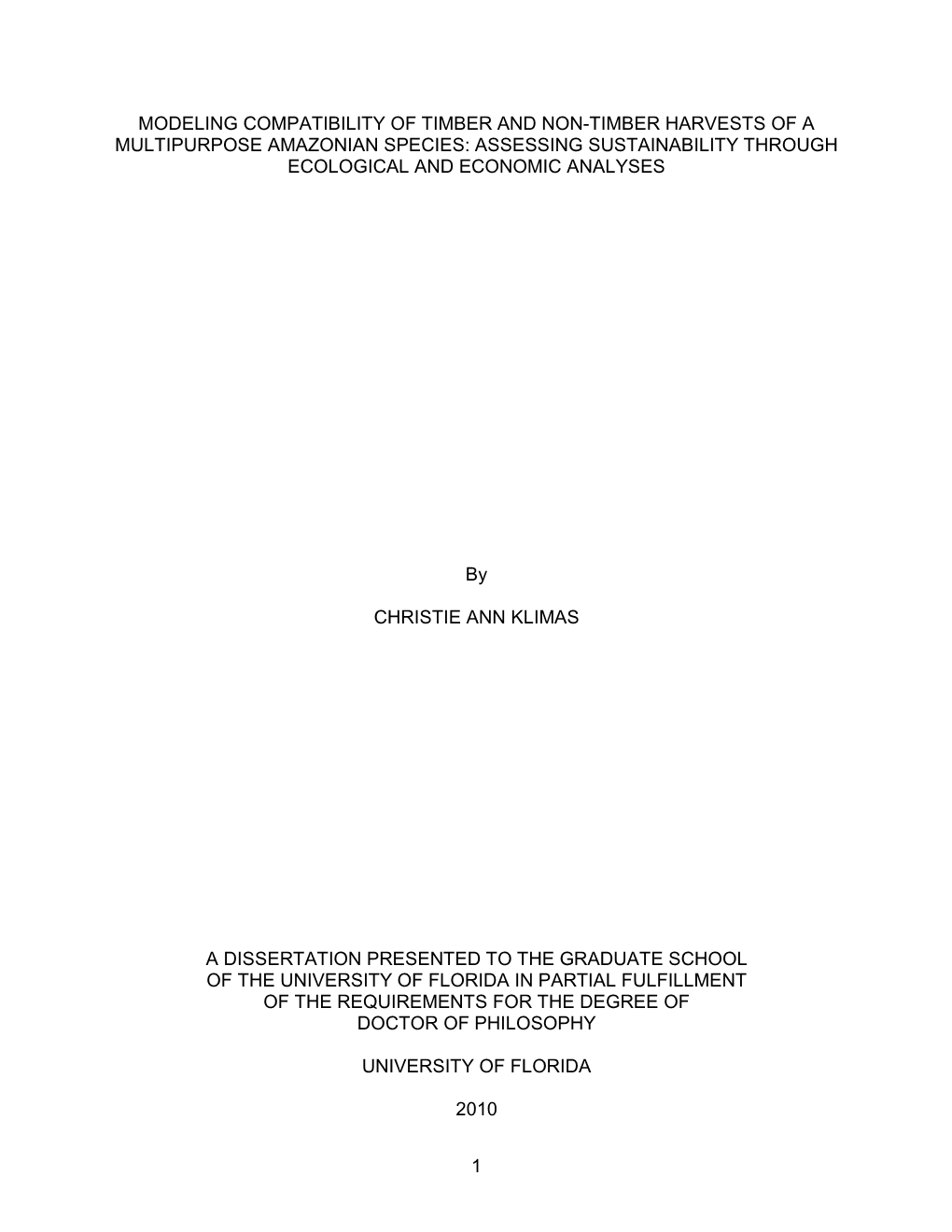 University of Florida Thesis Or Dissertation Formatting Template