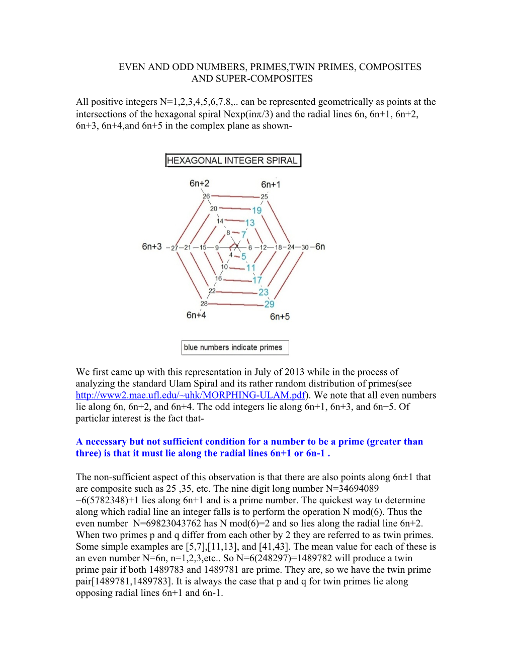 Even and Odd Numbers, Primes,Twin Primes, Composites and Super-Composites