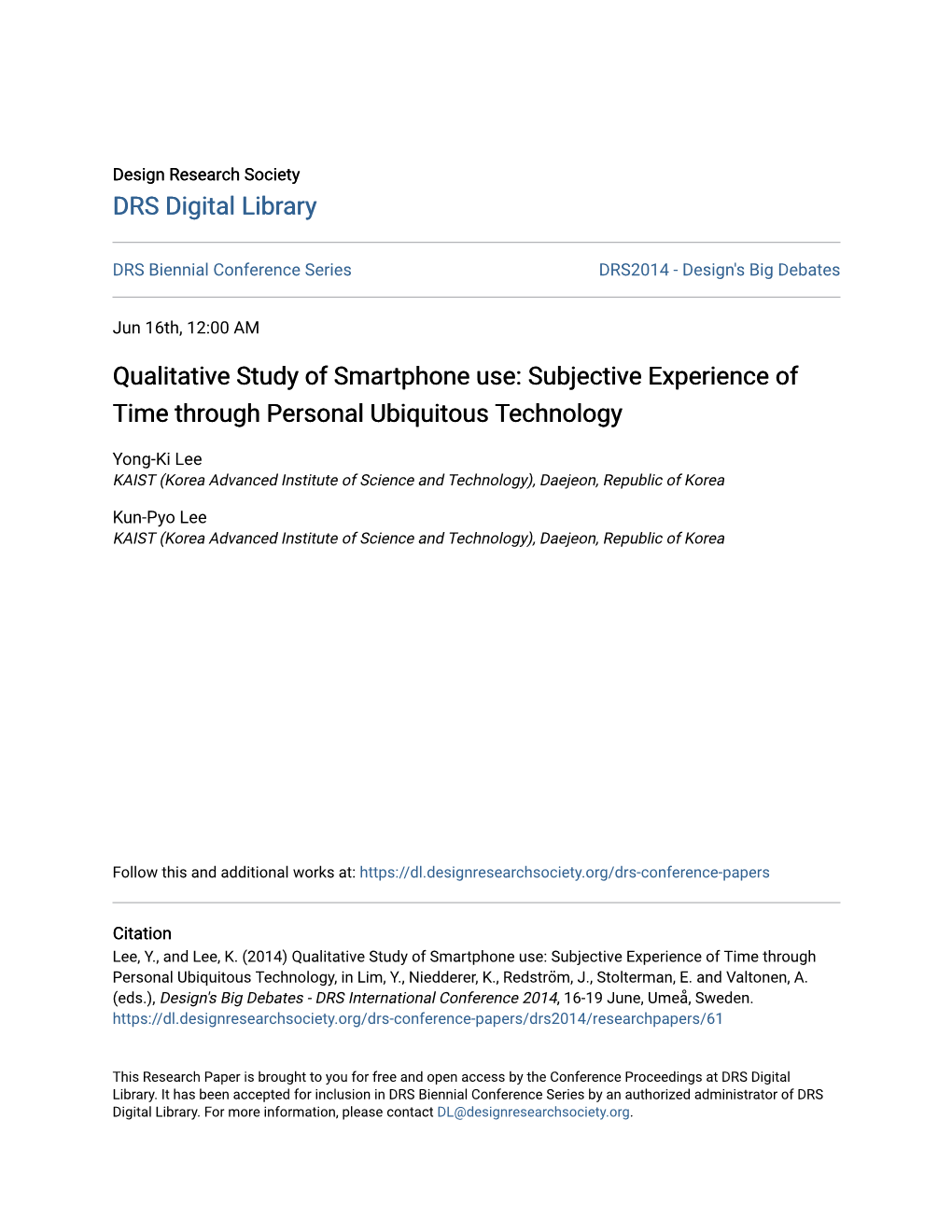 Qualitative Study of Smartphone Use: Subjective Experience of Time Through Personal Ubiquitous Technology