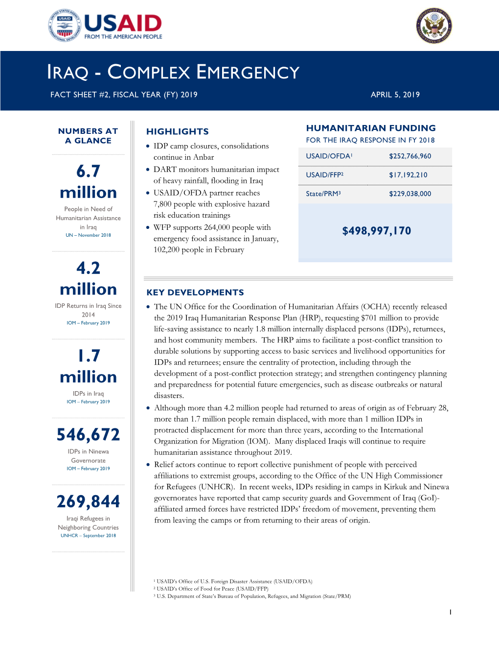 Iraq Complex Emergency Fact Sheet #2