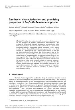 Synthesis, Characterization and Promising Properties of Fe3o4/Cdse Nanocomposite