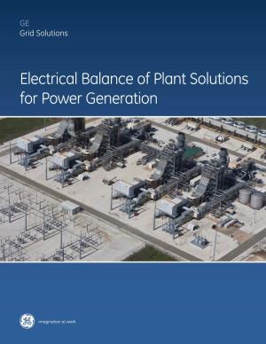 Electrical Balance of Plant Solutions for Power Generation
