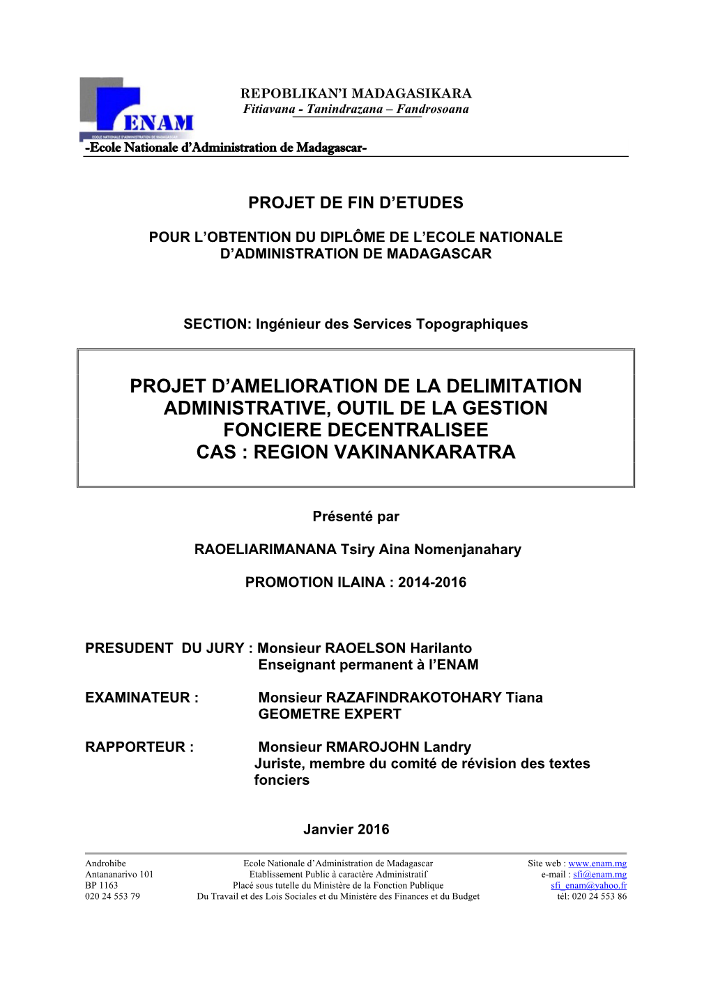 Projet D'amelioration De La Delimitation Administrative, Outil De La Gestion Fonciere Decentralisee