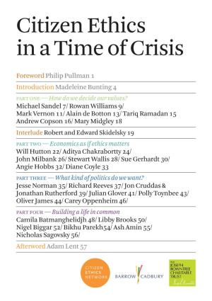 Citizen Ethics in a Time of Crisis
