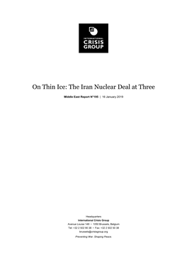 On Thin Ice: the Iran Nuclear Deal at Three