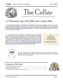 20Th Dominion Cup, AHA Rally and 2013 Beer Blitz