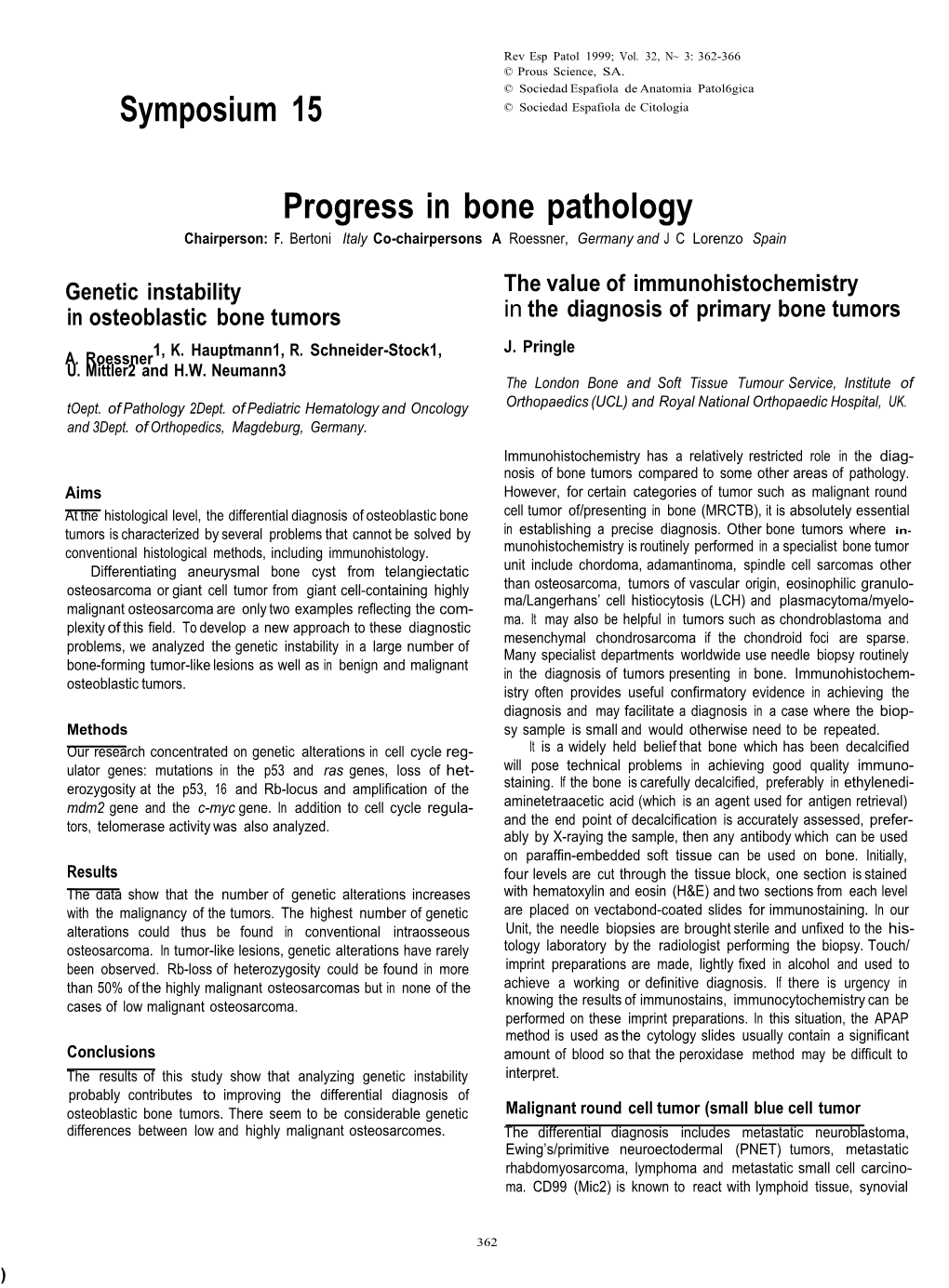 Symposium 15 Progress in Bone Pathology