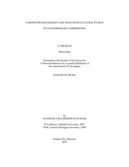 Narong Prangcharoen and Thai Cross-Cultural Fusion in Contemporary Composition