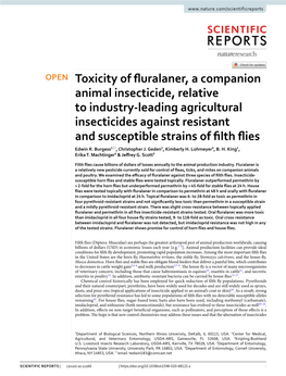 Toxicity of Fluralaner, a Companion Animal Insecticide, Relative