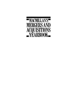 MERGERS and ACQUISITIONS .YEARBOOK. •Macmillan's