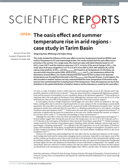 The Oasis Effect and Summer Temperature Rise in Arid Regions