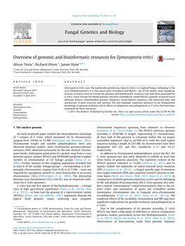 Overview of Genomic and Bioinformatic Resources For