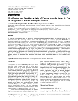 Identification and Tracking Activity of Fungus from the Antarctic Pole on Antagonistic of Aquatic Pathogenic Bacteria