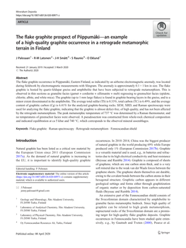 The Flake Graphite Prospect of Piippumäki—An Example of a High-Quality Graphite Occurrence in a Retrograde Metamorphic Terrain in Finland
