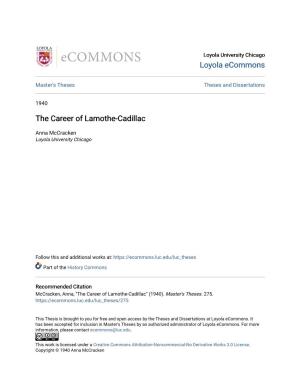 The Career of Lamothe-Cadillac