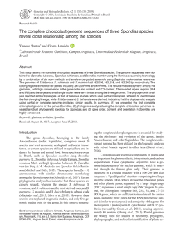 The Complete Chloroplast Genome Sequences of Three Spondias Species Reveal Close Relationship Among the Species