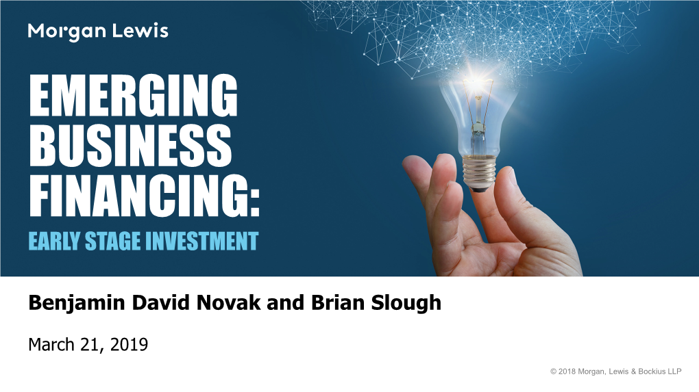Emerging Business Financing: Early Stage Investment