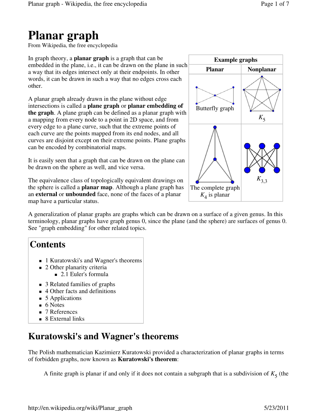 Planar Graph - Wikipedia, the Free Encyclopedia Page 1 of 7