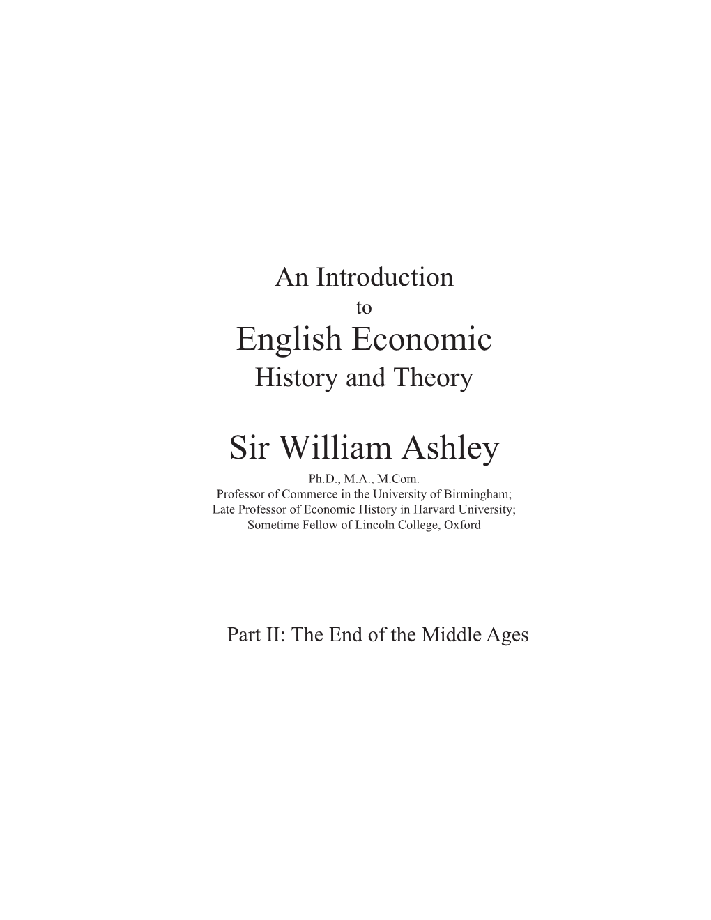 Introduction to English Economic History and Theory, Volume 2