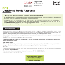 2019 Unclaimed Funds Accounts