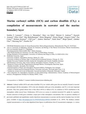Marine Carbonyl Sulfide (OCS) and Carbon Disulfide (CS2): a Compilation of Measurements in Seawater and the Marine