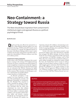 Neo-Containment: a Strategy Toward Russia