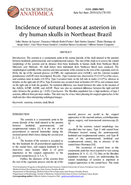 Incidence of Sutural Bones at Asterion in Dry Human Skulls in Northeast Brazil