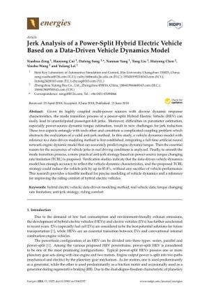 Jerk Analysis of a Power-Split Hybrid Electric Vehicle Based on a Data-Driven Vehicle Dynamics Model