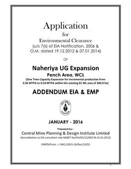 Application for Environmental Clearance (U/S 7(Ii) of EIA Notification, 2006 & O.M