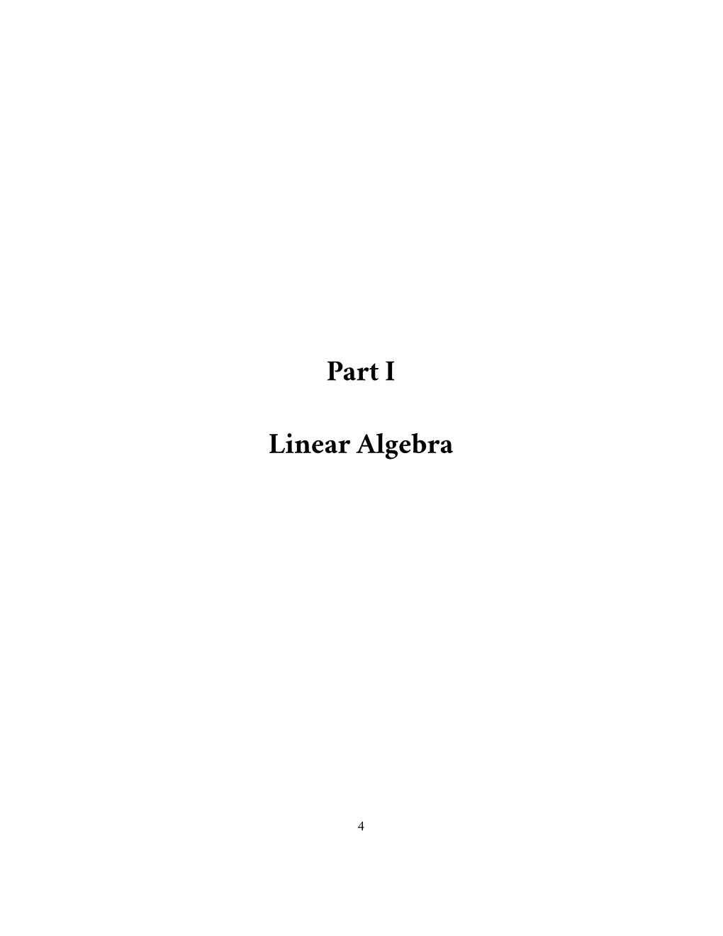 Part I Linear Algebra