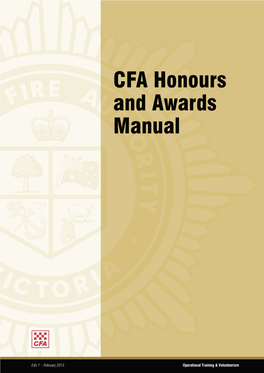 CFA Honours and Awards Manual