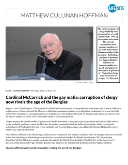 Cardinal Mccarrick and the Gay Mafia