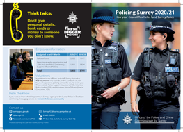 Policing Surrey 2020/21 How Your Council Tax Helps Fund Surrey Police