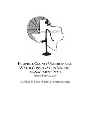 Hemphill County UWCD 2007 Management Plan