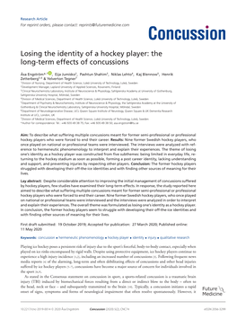 Losing the Identity of a Hockey Player: the Long-Term Effects of Concussions