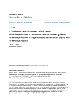 I. Gravimetric Determination of Palladium with Di-2-Thienylketoxime
