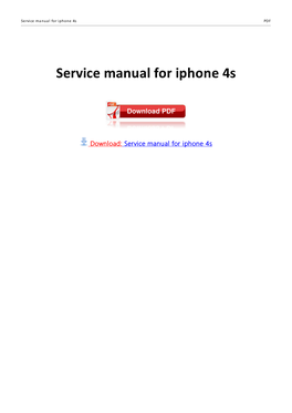Service Manual for Iphone 4S PDF
