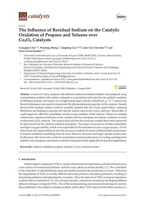 The Influence of Residual Sodium on the Catalytic Oxidation of Propane and Toluene Over Co3o4 Catalysts