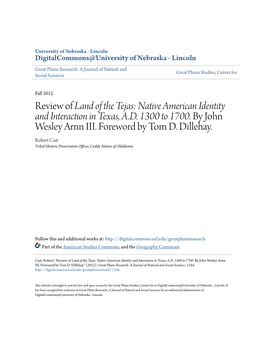 Review of Land of the Tejas: Native American Identity and Interaction in Texas, A.D. 1300 to 1700. by John Wesley Arnn III. Foreword by Tom D