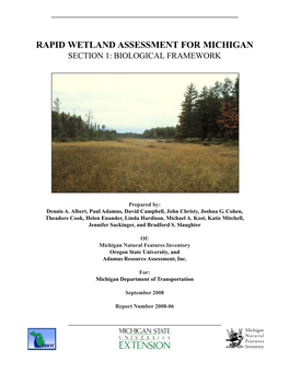 Rapid Wetland Assessment for Michigan: Section 1 Biological