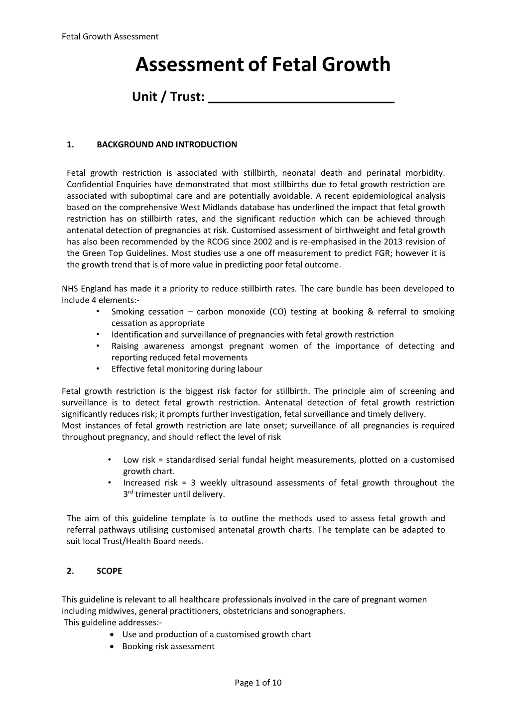 Assessment of Fetal Growth