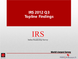 IRS 2012 Q3 Topline Findings
