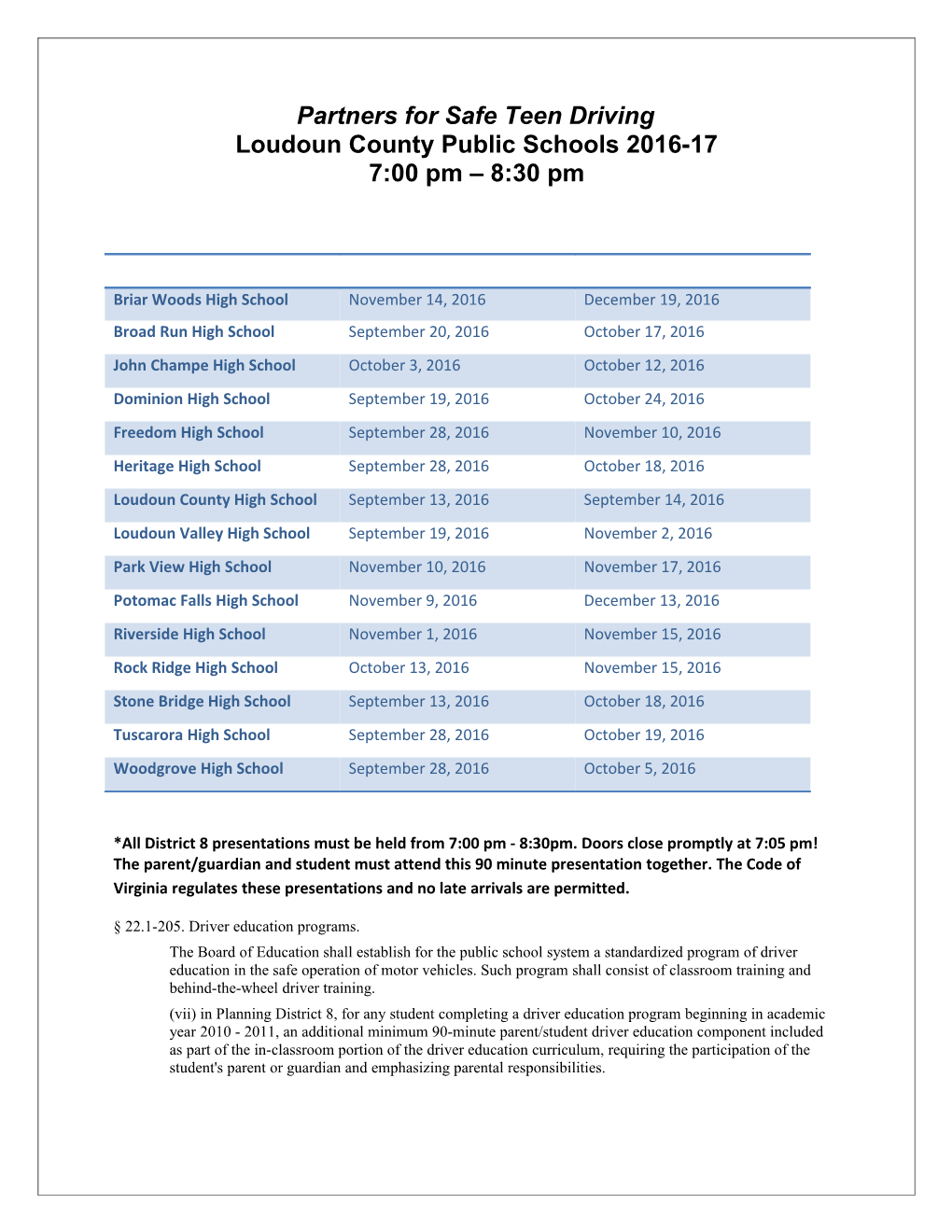 Loudoun County Public Schools 2016-17