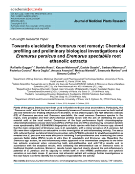 Towards Elucidating Eremurus Root Remedy