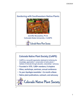 Colorado Native Plant Society (Conps)